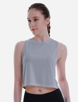 Baleaf Women's Super Soft Sleeveless Muscle Yoga Crop Tops cbd012 Limestone Front