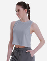 Baleaf Women's Super Soft Sleeveless Muscle Yoga Crop Tops cbd012 Limestone Side