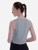 Baleaf Women's Super Soft Sleeveless Muscle Yoga Crop Tops cbd012 Limestone Back