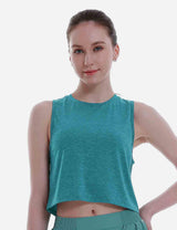Baleaf Women's Super Soft Sleeveless Muscle Yoga Crop Tops cbd012 Viridian Green Front