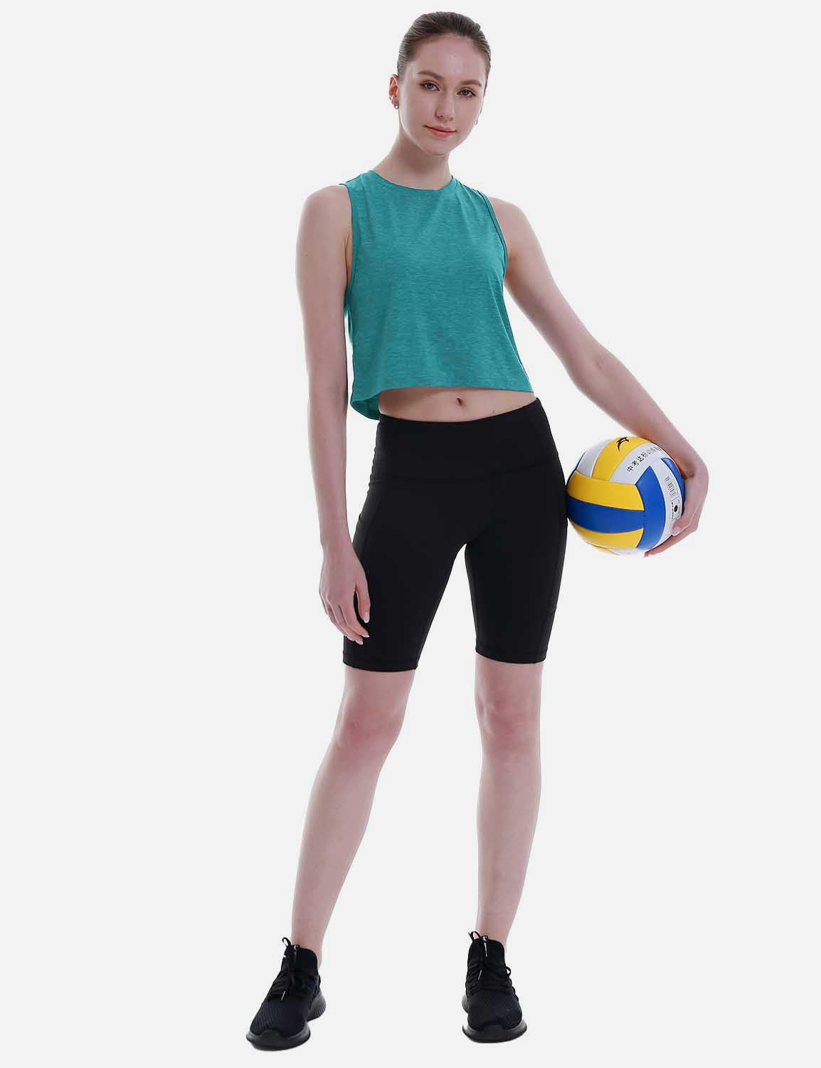 Baleaf Women's Super Soft Sleeveless Muscle Yoga Crop Tops cbd012 Viridian Green Full