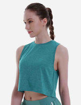 Baleaf Women's Super Soft Sleeveless Muscle Yoga Crop Tops cbd012 Viridian Green Side