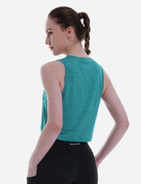 Baleaf Women's Super Soft Sleeveless Muscle Yoga Crop Tops cbd012 Viridian Green Back