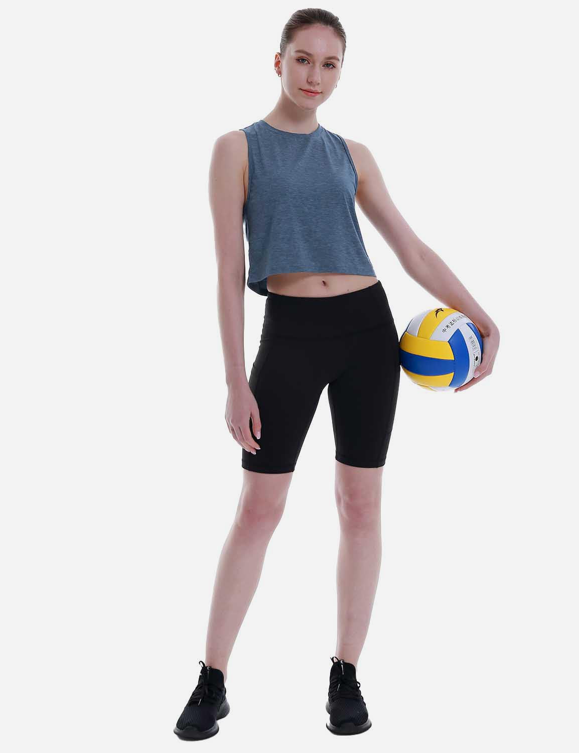 Baleaf Women's Super Soft Sleeveless Muscle Yoga Crop Tops cbd012 Blue Wing Teal Full