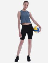 Baleaf Women's Super Soft Sleeveless Muscle Yoga Crop Tops cbd012 Blue Wing Teal Full