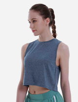 Baleaf Women's Super Soft Sleeveless Muscle Yoga Crop Tops cbd012 Blue Wing Teal Side