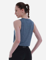 Baleaf Women's Super Soft Sleeveless Muscle Yoga Crop Tops cbd012 Blue Wing Teal Back