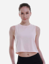 Baleaf Women's Super Soft Sleeveless Muscle Yoga Crop Tops cbd012 Crystal Pink Front