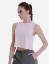 Baleaf Women's Super Soft Sleeveless Muscle Yoga Crop Tops cbd012 Crystal Pink Side