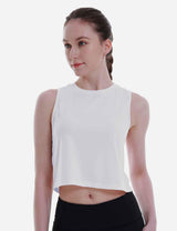Baleaf Women's Super Soft Sleeveless Muscle Yoga Crop Tops cbd012 Lucent White Front