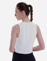 Baleaf Women's Super Soft Sleeveless Muscle Yoga Crop Tops cbd012 Lucent White Back