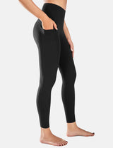 Baleaf Women's 7/8 7/8 High Waisted Soft Pockets Leggings cbh007 Black Side