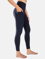 Baleaf Women's 7/8 7/8 High Waisted Soft Pockets Leggings cbh007 Dark Sapphire Side