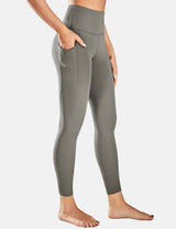 Baleaf Women's 7/8 7/8 High Waisted Soft Pockets Leggings cbh007 Charcoal Gray Side