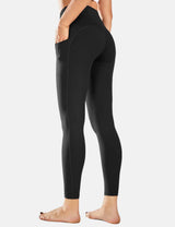Baleaf Women's 7/8 7/8 High Waisted Soft Pockets Leggings cbh007 Black Back