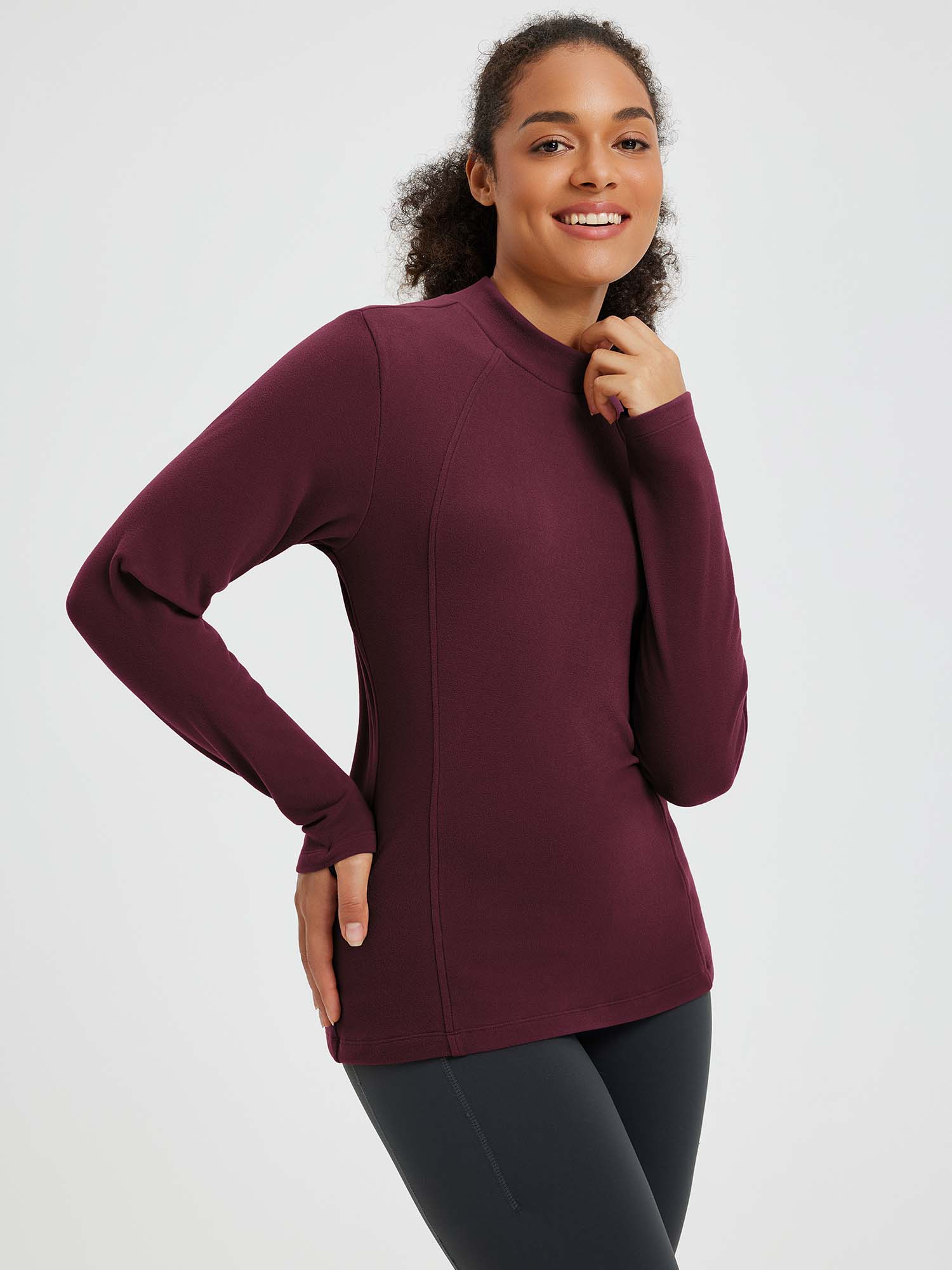 Running Half-Turtleneck Fleece Long-Sleeve T-Shirt