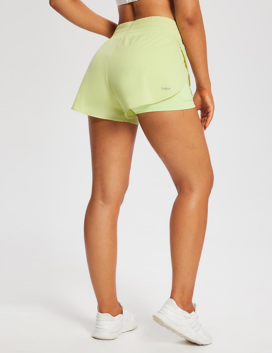 Baleaf Women's Laureate High Rise 2-in-1 Shorts ebd011 Shadow Lime Back