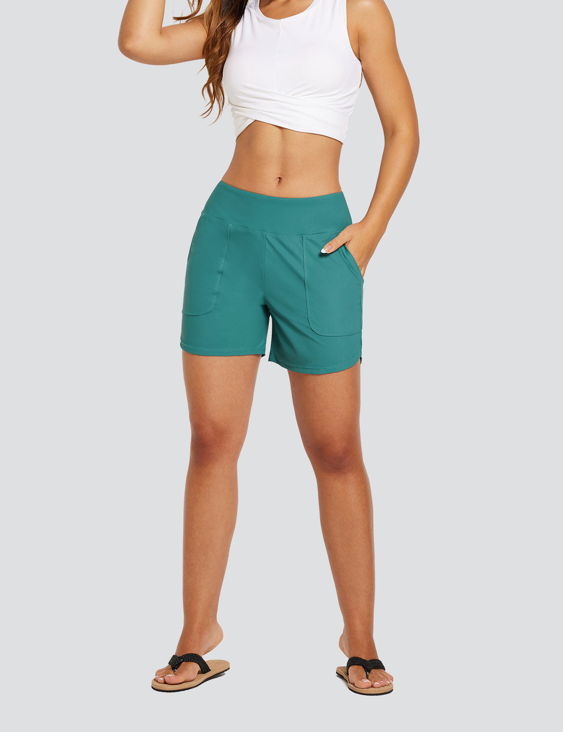 Flyleaf Women's 5' UPF 50+ High-Rise Swim Shorts