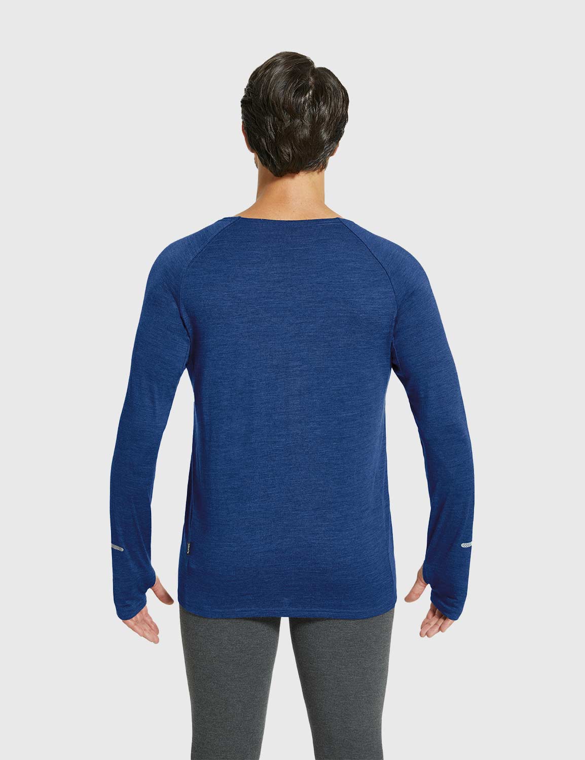 Baleaf Men's Merino Wool Crew Neck Base Layer Shirts Quartz Blue Back