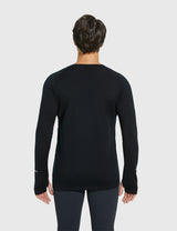 Baleaf Men's Merino Wool Crew Neck Base Layer Shirts Anthracite Back