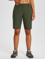 Baleaf Women's Laureate Quick-Dry Cargo Shorts ega025 Rifle Green Main