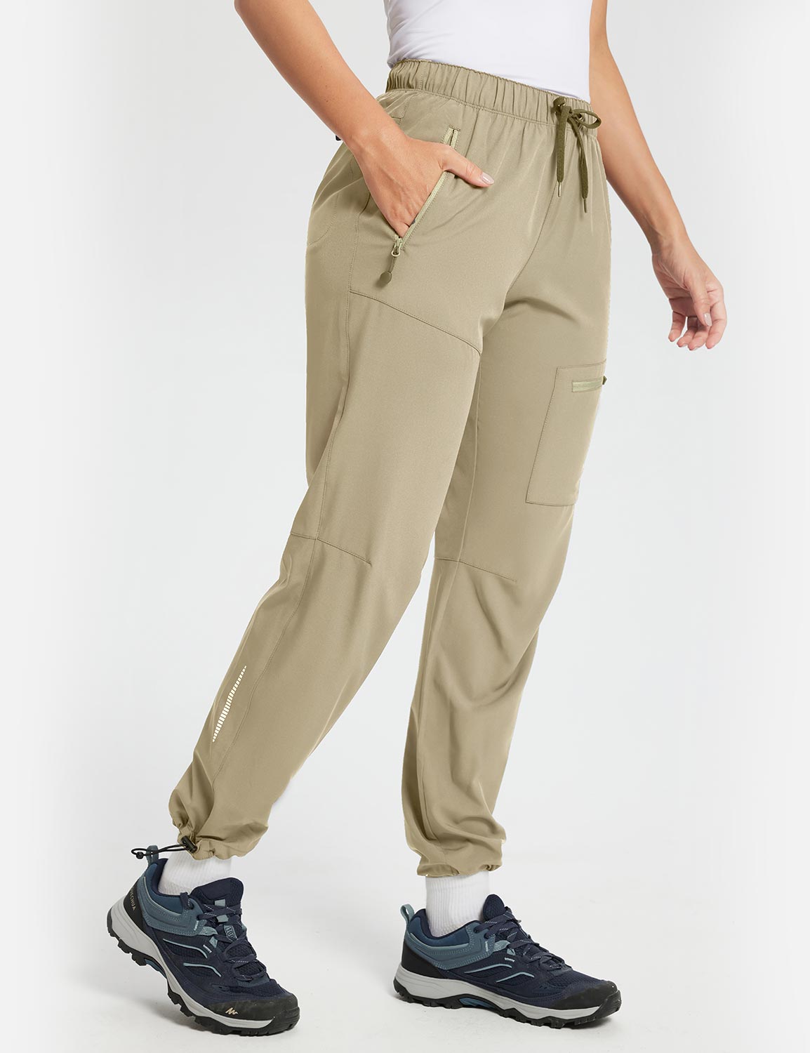 Baleaf Women's Drawstring UPF50+ Lightweight Hiking Pants Doeskin Side