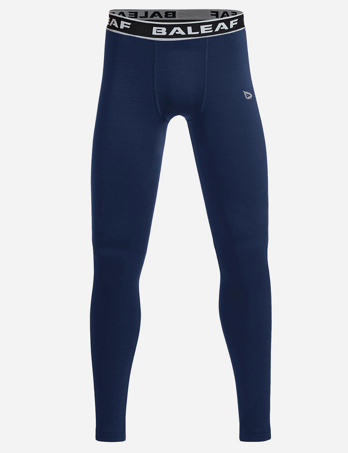 Baleaf Boy's Fleece Boy's Basic Compression Baselayer Tights abd233 Navy Front