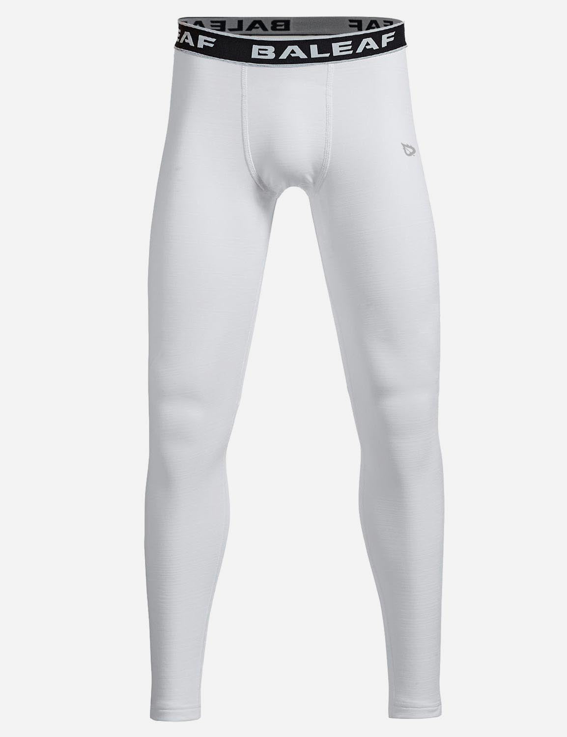 Baleaf Boy's Fleece Boy's Basic Compression Baselayer Tights abd233 White Front