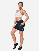Baleaf Women's UPF 50+ 5" Bike Shorts 4D Padded Pockets Cycling Underw?????? cai010 Blue Atoll  Full
