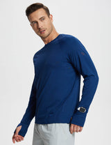 Baleaf Men's Crew Neck Watch Window T-Shirt (Website Exclusive) dbd066 Navy Peony Side