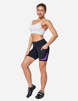Baleaf Women's UPF 50+ 5" Bike Shorts 4D Padded Pockets Cycling Underw?????? cai010 Deep Lavender Full