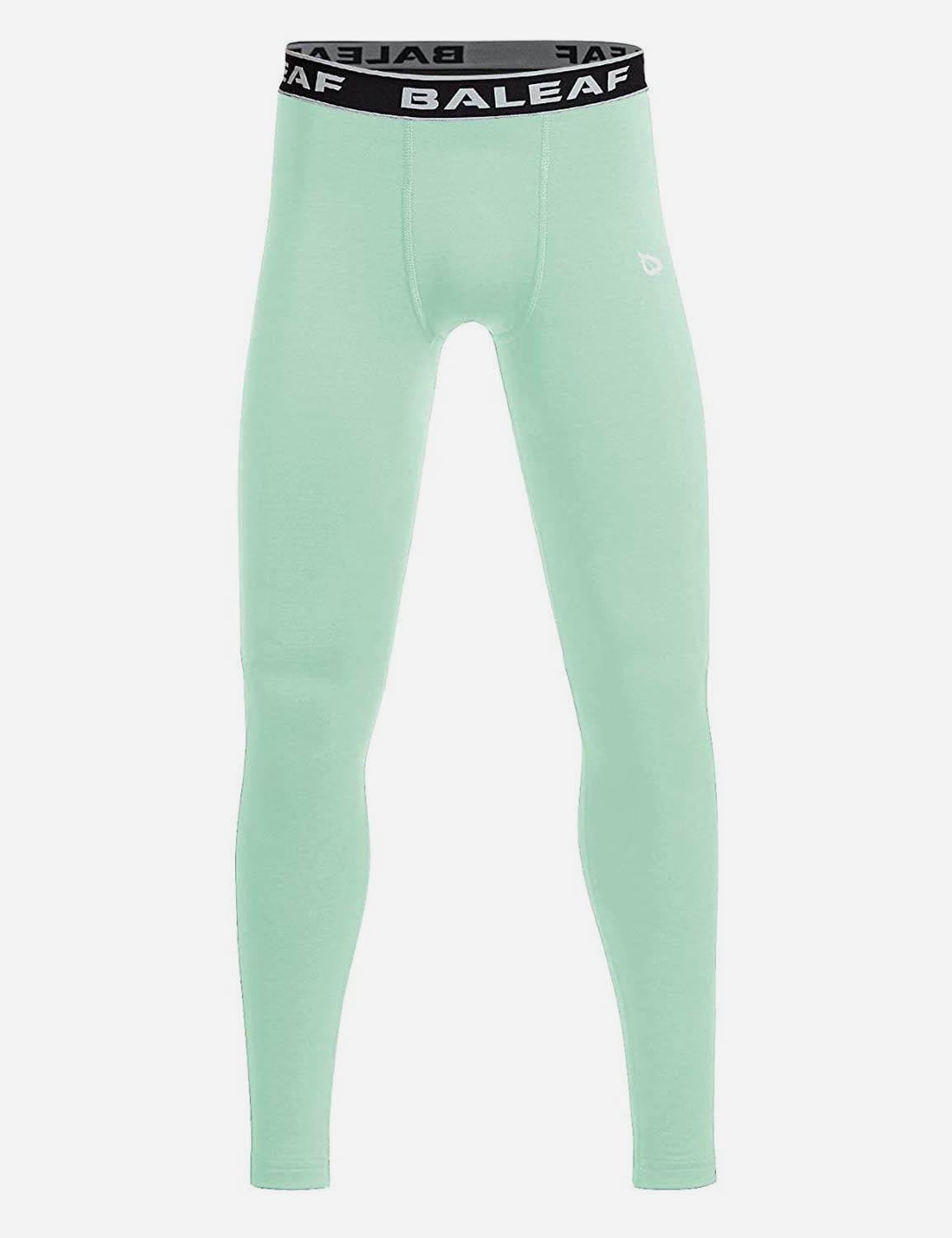 Baleaf Boy's Fleece Boy's Basic Compression Baselayer Tights abd233 Mint Green Front