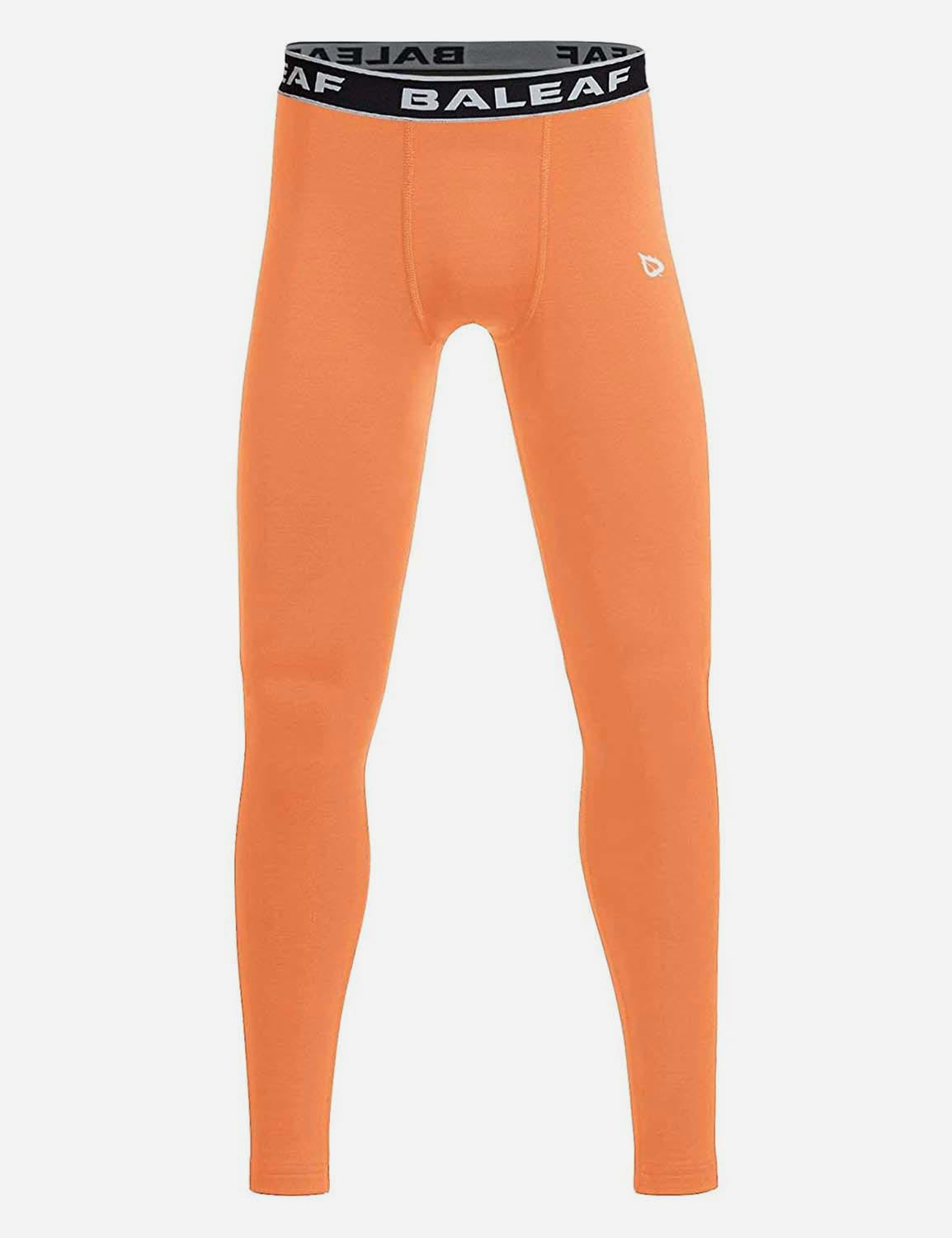 Baleaf Boy's Fleece Boy's Basic Compression Baselayer Tights abd233 Orange Front