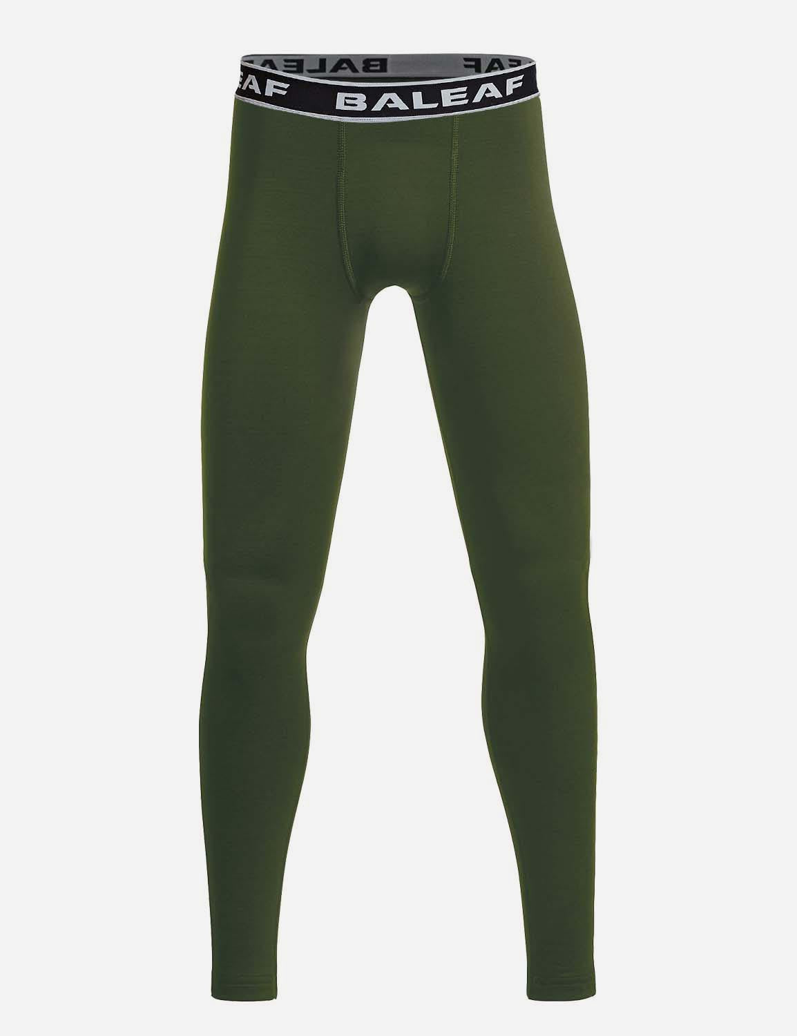 Baleaf Boy's Fleece Boy's Basic Compression Baselayer Tights abd233 Army Green Front