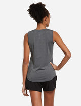 Baleaf Women's Polyester Crewneck Tagless Loose Fit Tank Top abd365 Gray Back