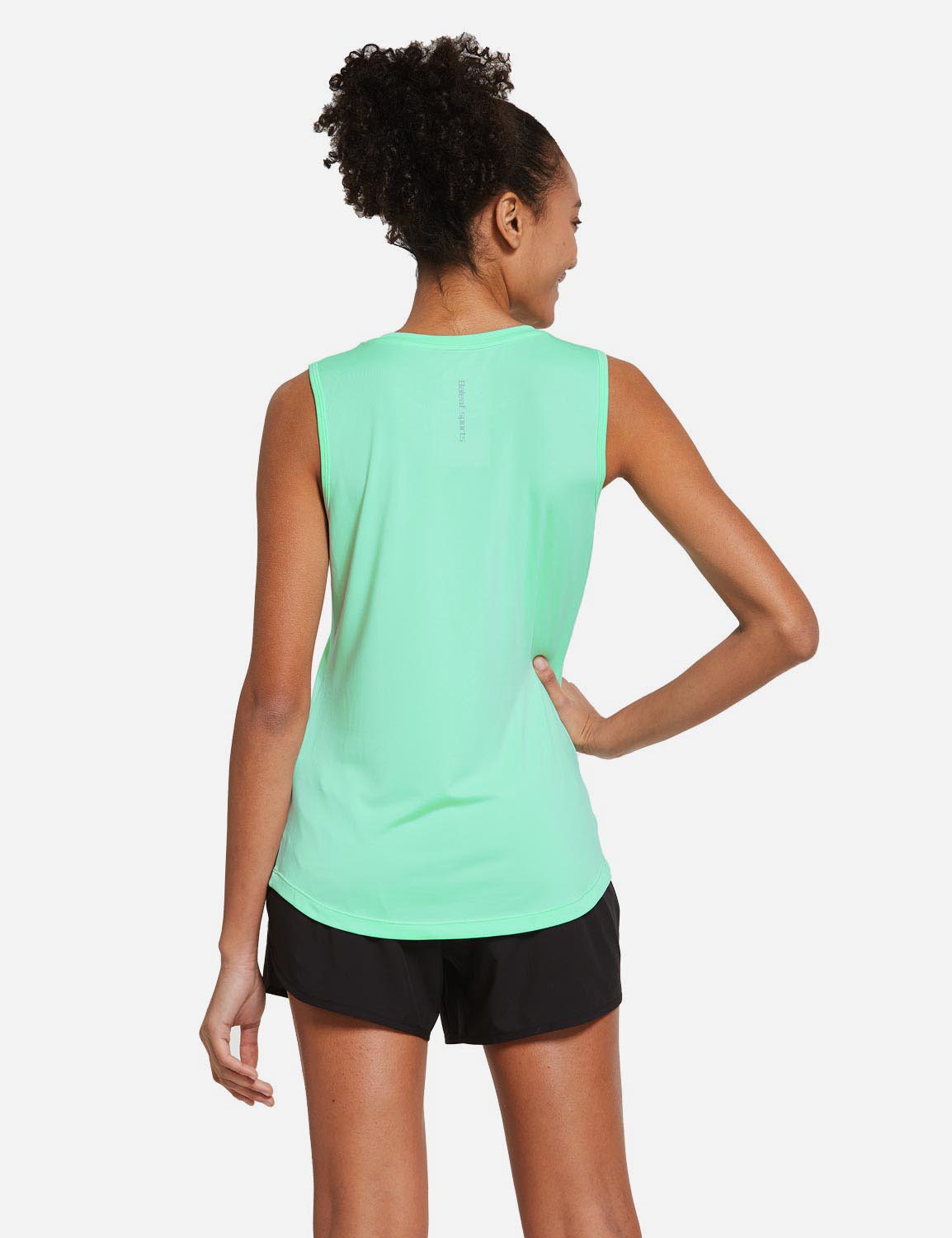 Baleaf Women's Polyester Crewneck Tagless Loose Fit Tank Top abd365 Aqua Back