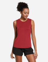 Baleaf Women's Polyester Crewneck Tagless Loose Fit Tank Top abd365 Red Side