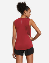 Baleaf Women's Polyester Crewneck Tagless Loose Fit Tank Top abd365 Red Back