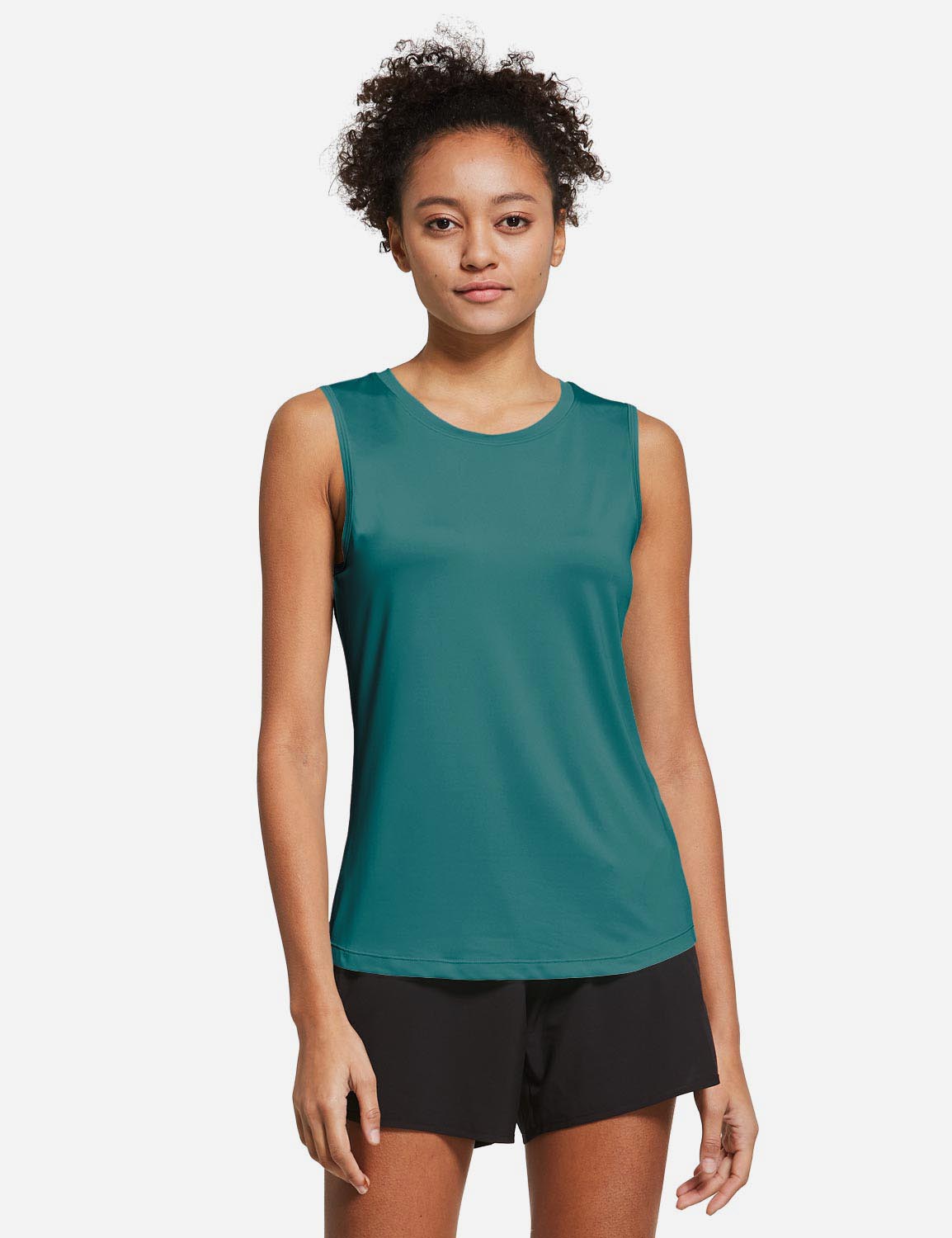 Baleaf Women's Polyester Crewneck Tagless Loose Fit Tank Top abd365 Teal Front