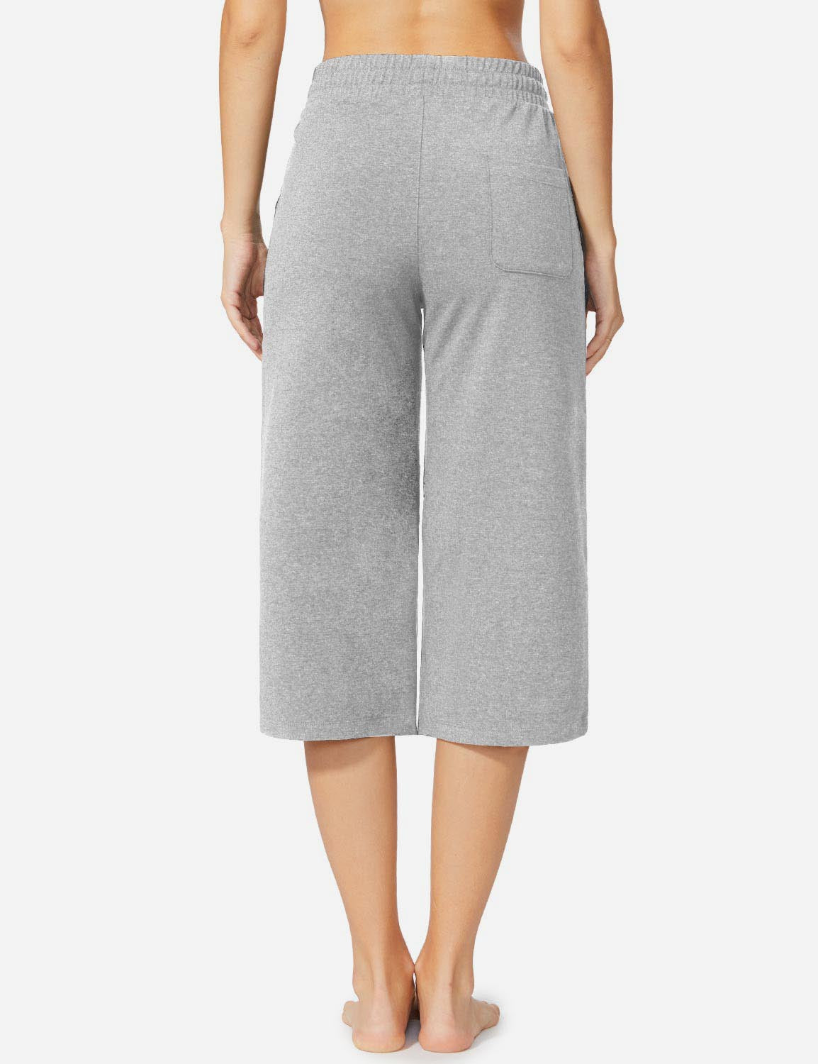 Baleaf Women's 20'' High Rise Drawcord Loose Fit Pocketed Sweatpants abh107 Light Gray Back