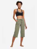 Baleaf Women's 20'' High Rise Drawcord Loose Fit Pocketed Sweatpants abh107 Spray Green Full