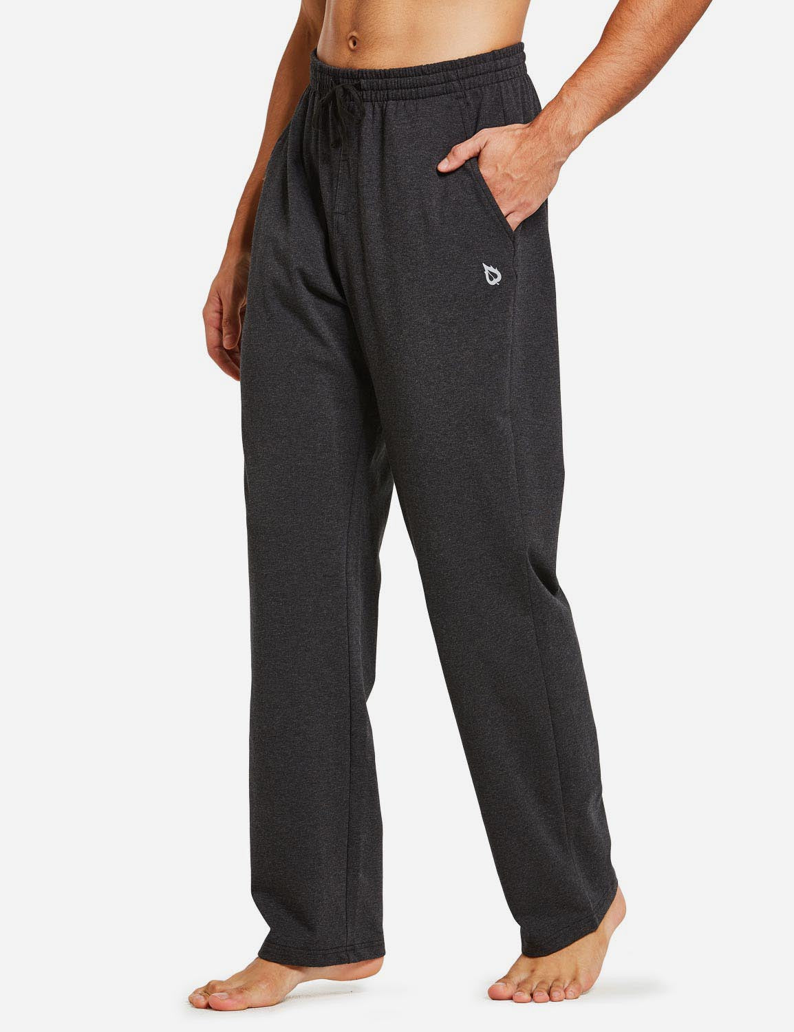 Baleaf Mens Elastic Waistband Loose Fit Side Pocketed Jogger Pants abh146 Charcoal Side