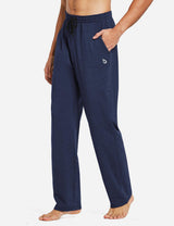 Baleaf Mens Elastic Waistband Loose Fit Side Pocketed Jogger Pants abh146 Heather Blue Side
