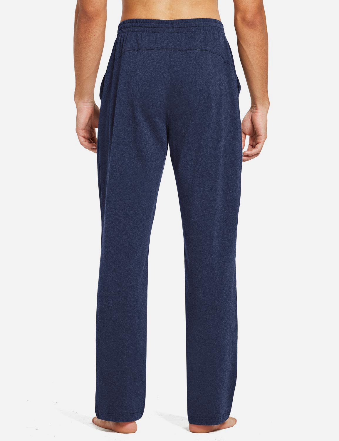 Baleaf Mens Elastic Waistband Loose Fit Side Pocketed Jogger Pants abh146 Heather Blue Back