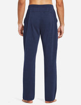 Baleaf Mens Elastic Waistband Loose Fit Side Pocketed Jogger Pants abh146 Heather Blue Back
