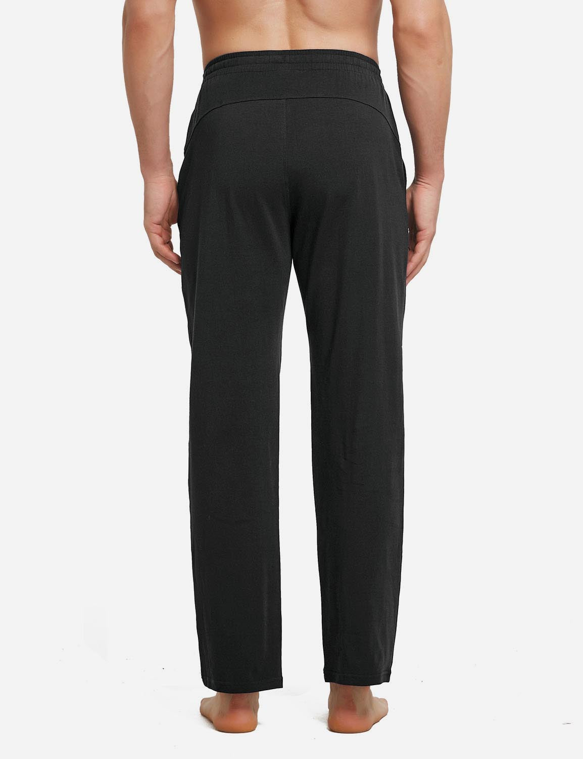 Baleaf Mens Elastic Waistband Loose Fit Side Pocketed Jogger Pants abh146 Black Back