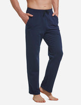 Baleaf Mens Elastic Waistband Loose Fit Side Pocketed Jogger Pants abh146 Navy Blue Side