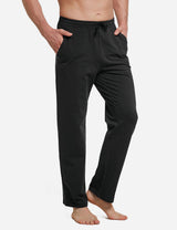 Baleaf Mens Elastic Waistband Loose Fit Side Pocketed Jogger Pants abh146 Black Side