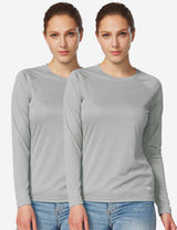 Baleaf Women's Soft Long Sleeve UPF50+ Crew Neck Sun Shirt High-Rise Main (2 pack)