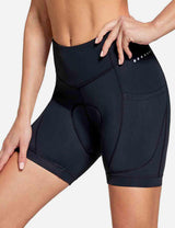 Baleaf Women's UPF 50+ 5" Bike Shorts 4D Padded Pockets Cycling Underw?????? cai010 Black Front